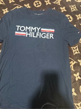 Tommy Hilfiger Navy Logo Tee with Red & White Accent